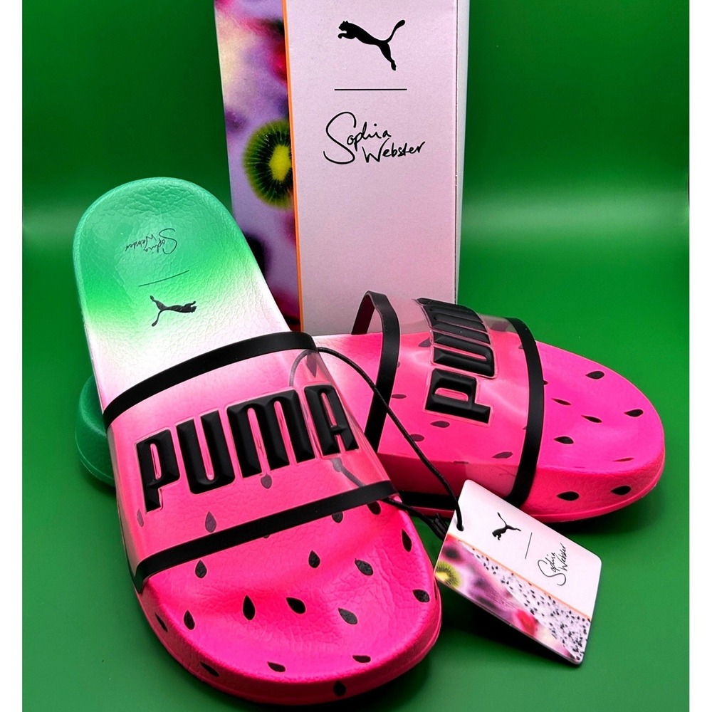 Puma x Sophia Webster Leadcat Candy Princess Watermelon Slides 6.5 Pink Green